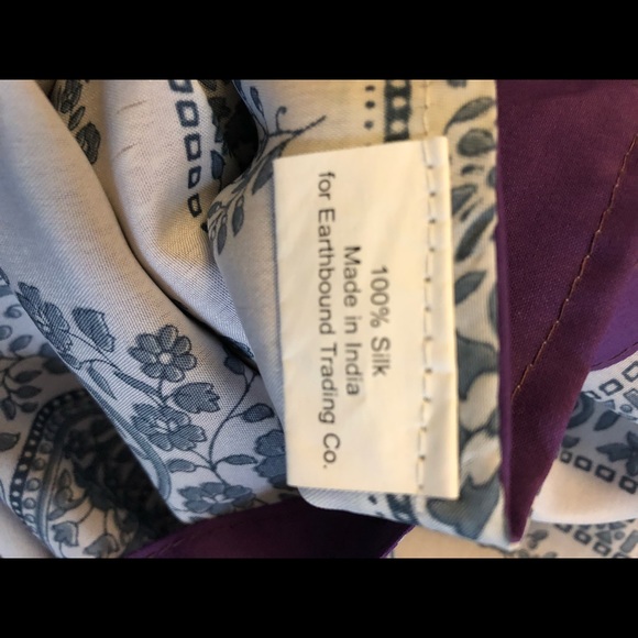 100% Silk Wrap Pants Purple/Cream-Grey - Picture 6 of 6